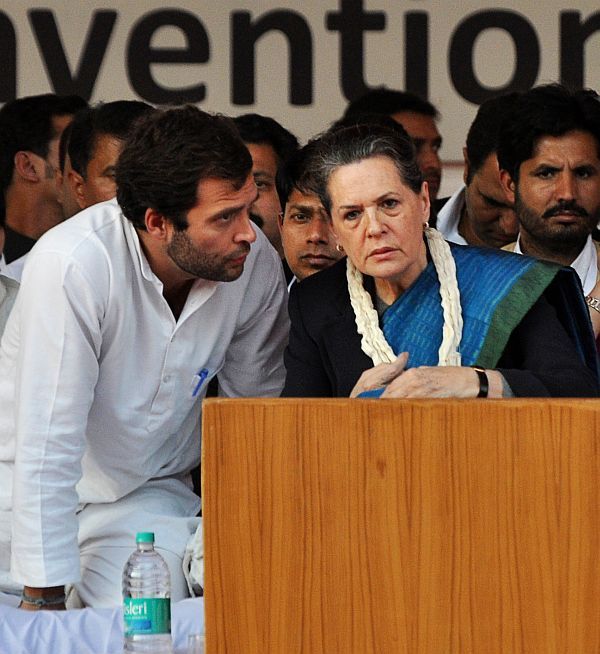 Congress president Sonia Gandhi with vice president Rahul Gandhi