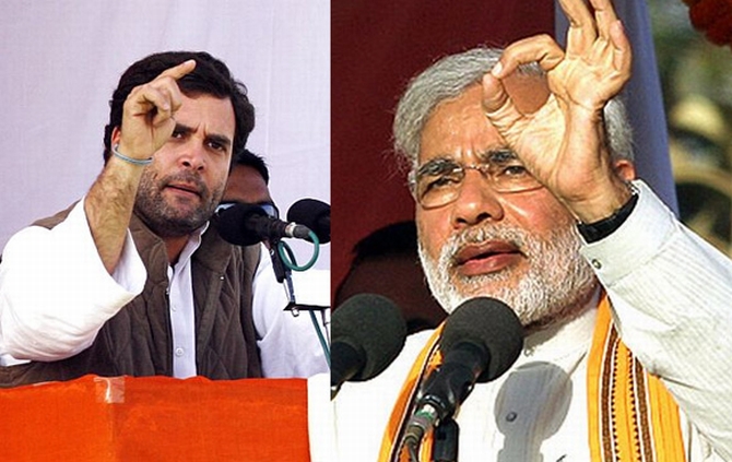 Congress Vice president Rahul Gandhi and BJP prime ministerial candidate Narendra Modi