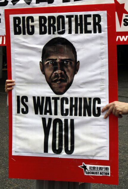A protester supporting Edward Snowden during a demonstration in Hong Kong.