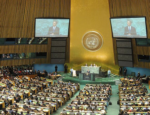 The UN General Assembly session in progress