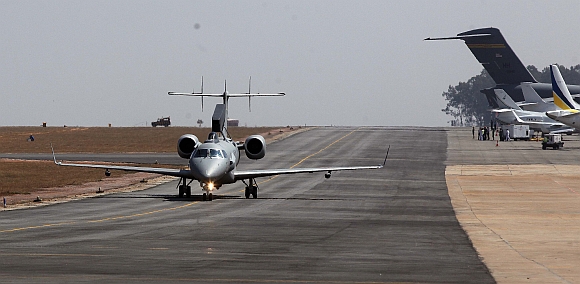 An Active electronically scanned array radar designed by the DRDO atop a Brazilian Embraer