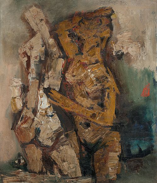 M F Husain's painting titled 'Rani' on display at the exhibition