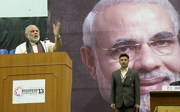 While talking to students in Delhi, Modi pressed all the right buttons for an aspirational India.