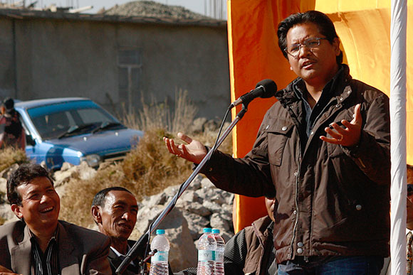 Conrad Sangma, Meghalaya's next chief minister, campaigning during the 2013 assembly election. Photograph: Rajesh Karkera/Rediff.com