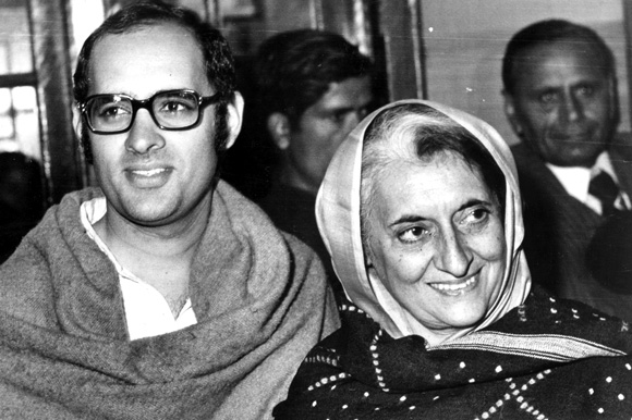 Sanjay Gandhi with his mother, Indira Gandhi