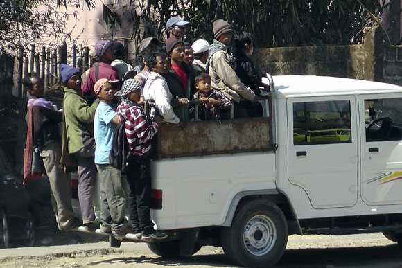 Locals take a ride in Mawkyrwat, Meghalaya.