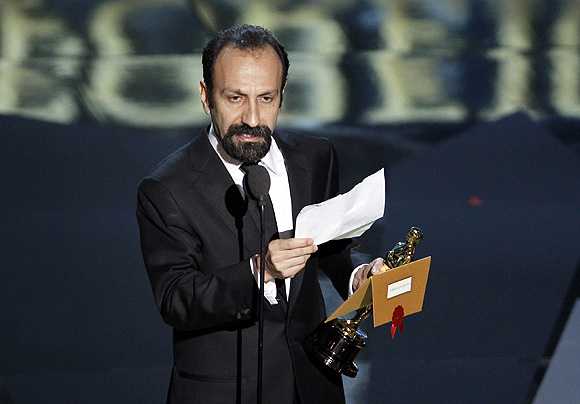 Asghar Farhadi accepts the Oscar for Best Foreign Language Film at the 84th Academy Awards in Hollywood, California, February 26, 2012