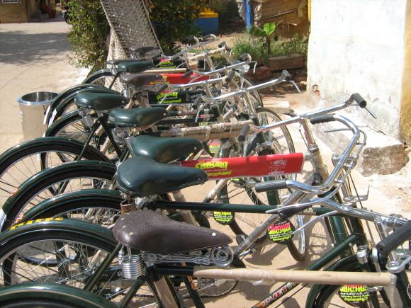 Bicycles to be given as prizes lined up at the venue
