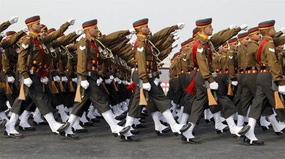 The Army Day parade in New Delhi.