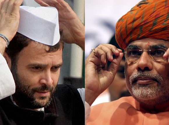 Congress general secretary Rahul Gandhi and Gujarat Chief Minister Narendra Modi