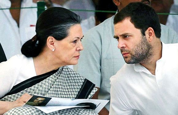 Congress chief Sonia Gandhi interacts with Rahul