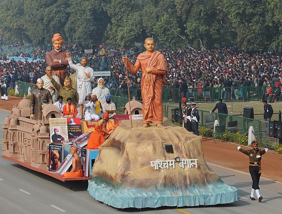 The tableau of West Bengal on the theme 'Obeisance to Swami Vivekanand'