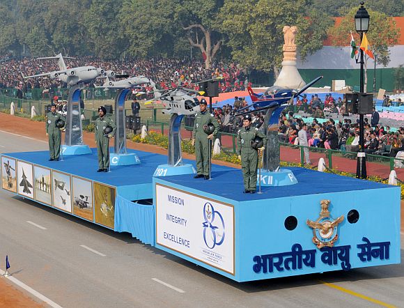 The tableau of Indian Air Force passes through the Rajpath