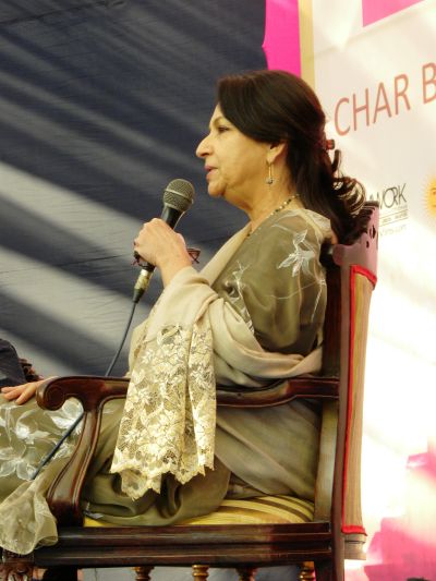 Sharmila Tagore address the audience during a panel discussion at the Jaipur LitFest