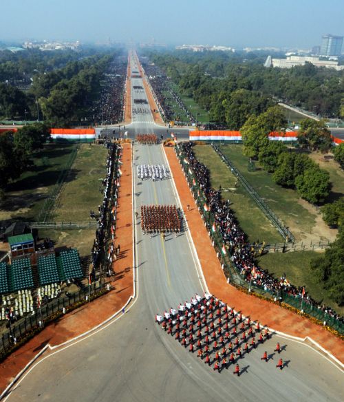 A bird's eye view of Rajpath, during the 64th Republic Day parade in New Delhi on Saturday.