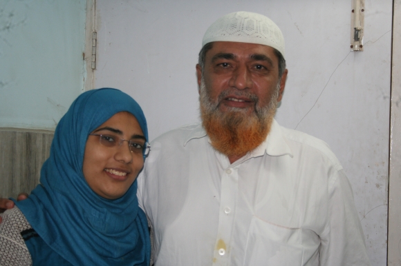 Shaheen Dhada with her father Farukh in their Palghar home