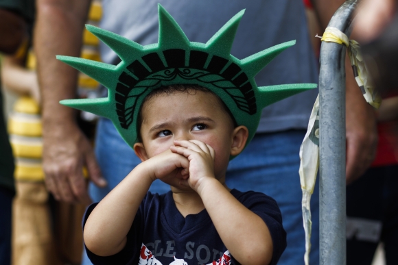 A child attends the cremony in New York 