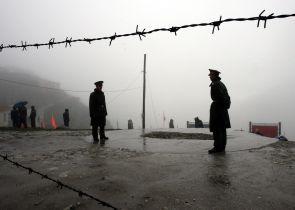 Chinese soldiers at its border with India at the Nathu La Pass in Sikkim.