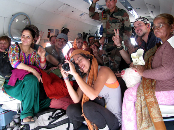 A group rescued by an IAF chopper in Uttarakhand.