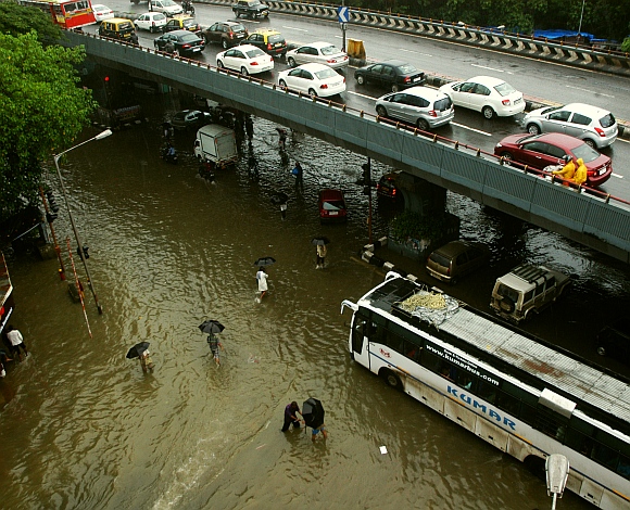 The traffic jam near the Hindmata chowk in central Mumbai