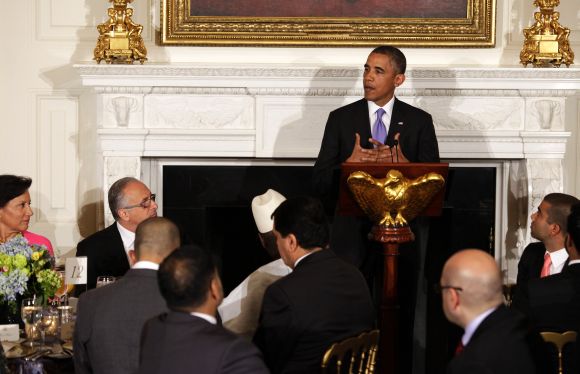 Barack Obama speaks at the Iftar dinner at the White House