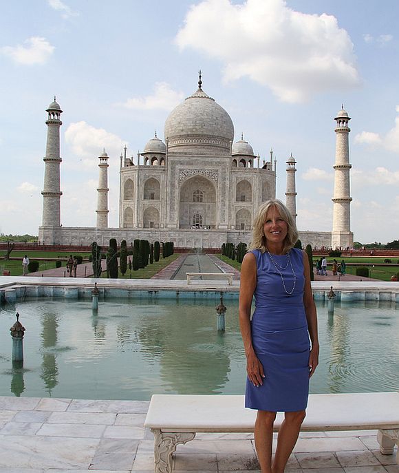 Dr Jill Biden, wife of United States Vice President Joseph Biden, at the Taj Mahal