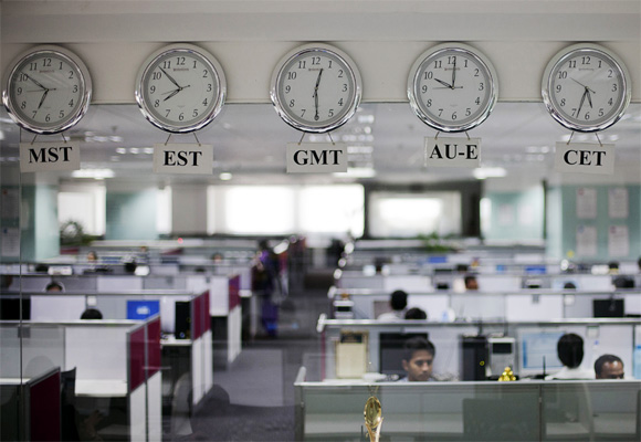 Employees at an outsourcing centre in Bangalore. Photograph used for represntational purposes only