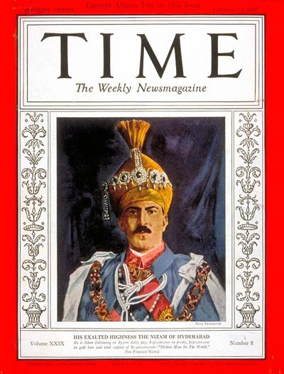 The Nizam on the cover of Time magazine, February 22, 1937.