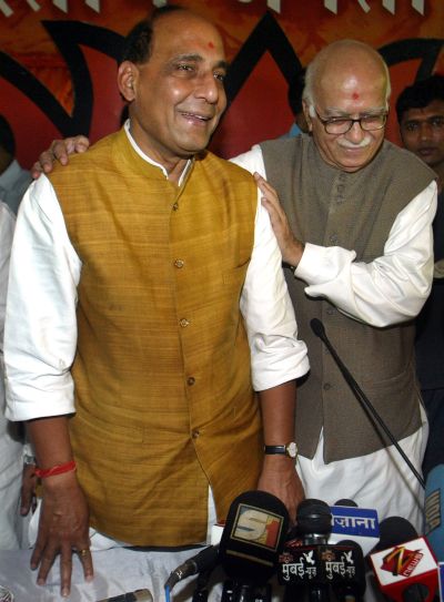 L K Advani greeting Rajnath Singh in this 2005 photograph