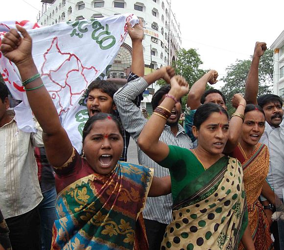 Women activists from Telangana protesting in Hyderabad
