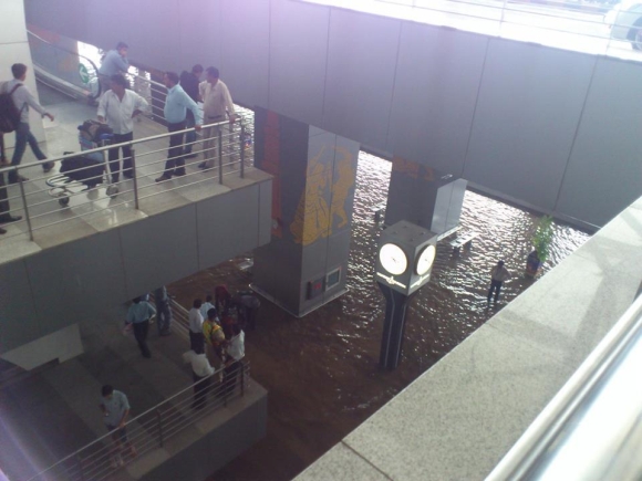 Terminal 3 at the Delhi airport was flooded