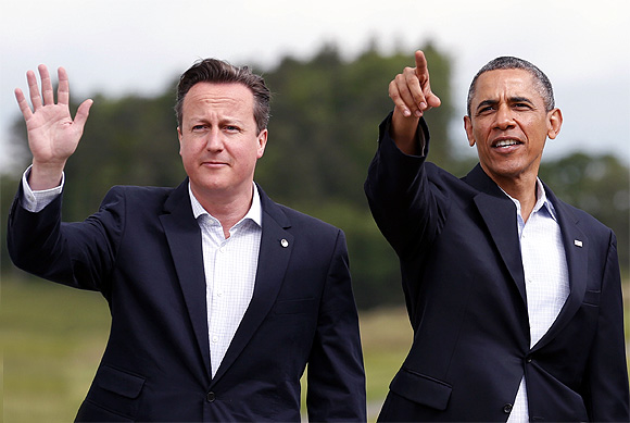 Britain's Prime Minister David Cameron with US President Barack Obama
