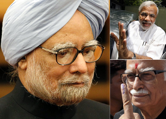 Prime Minister Manmohan Singh, Gujarat Chief Minister Narendra Modi, BJP leader L K Advani
