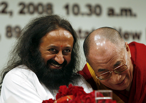 Sri Sri Ravi Shankar, seen here with the Dalai Lama.