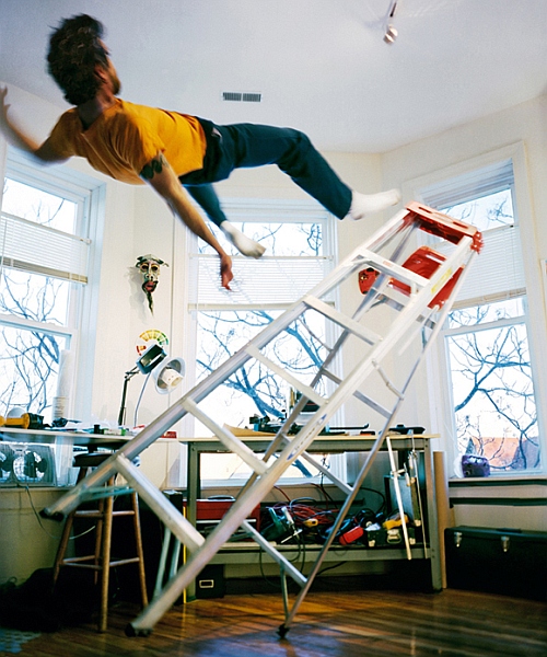 Scary mid-air moments: Artist who captures himself falling