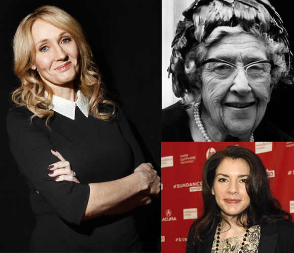 Authors J K Rowling, Agatha Christie and Stephenie Meyer