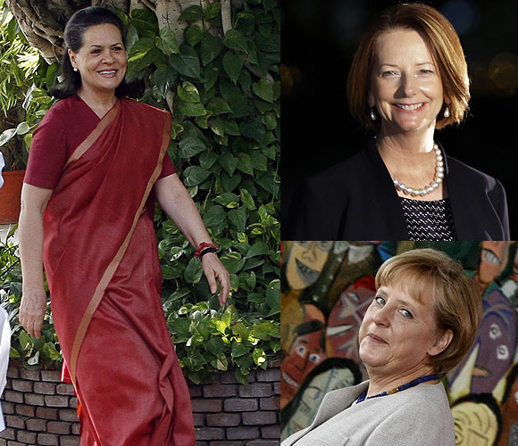 Congress President Sonia Gandhi, Australian PM Julia Gillard, German Chancellor Angela Merkel