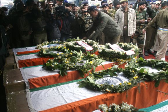 A wreath laying ceremony was held for the five CRPF troopers killed in a fidayeen attack on Wednesday