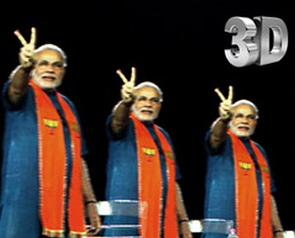 A videograb of Narendra Modi's 3D speeches