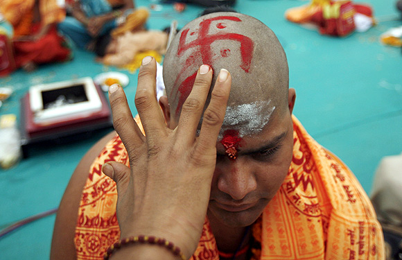 A youth at a religious thread ceremony observed by Brahmins. Photograph used for representational purposes only.