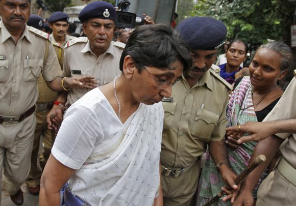 Maya Kodnani appears for a court hearing in Ahmedabad in August, 2012