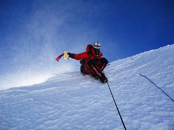 Ashish Mane during the climb to Mt Lhotse