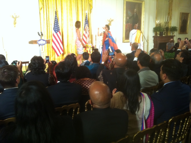 Michelle Obama with Mythili Bachi at the White House Diwali bash