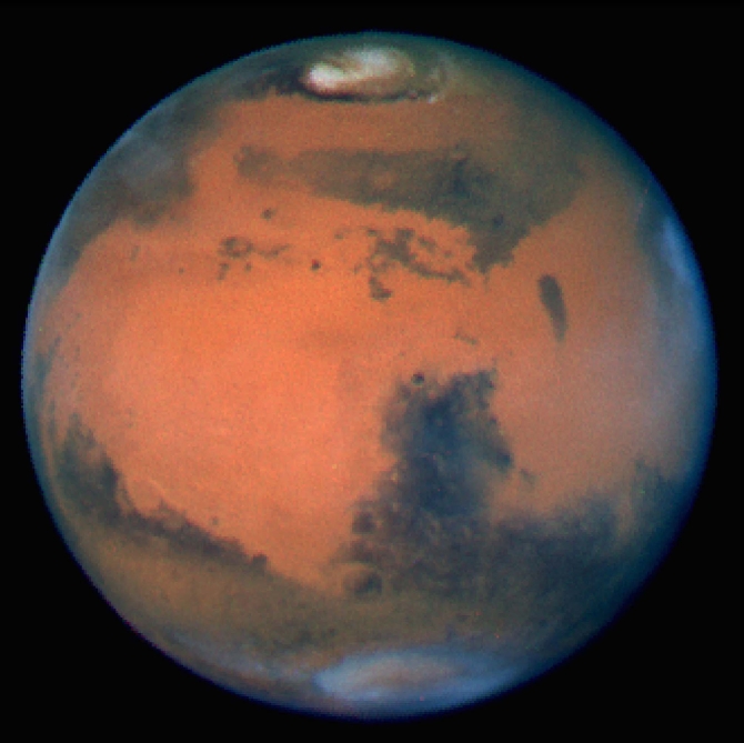 A view of Mars taken From Earth by NASA Hubble Space Telescope