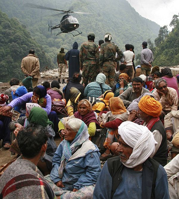 Rescue work in progress during the June flash floods that ravaged Uttarakhand