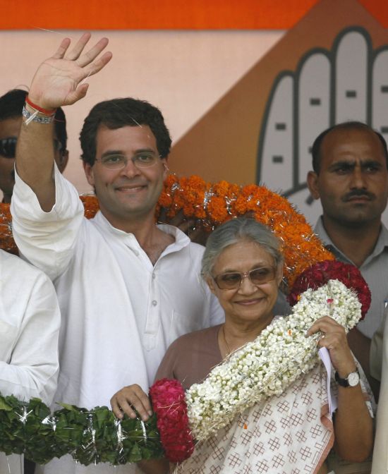 Rahul Gandhi with Delhi Chief Minister Sheila Dikshit