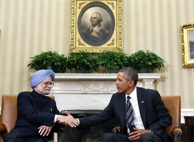 US President Barack Obama with Prime MInister Manmohan Singh