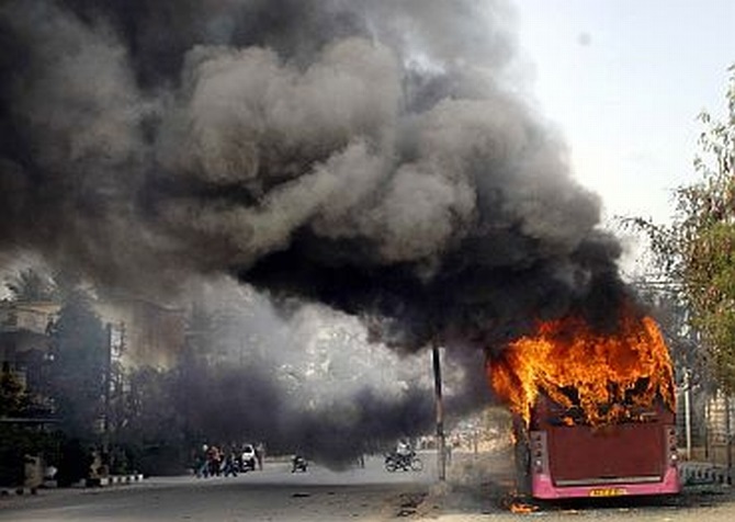 Protests have erupted in the coastal Andhra and Rayalaseema regions after Cabinet nod on Telangana