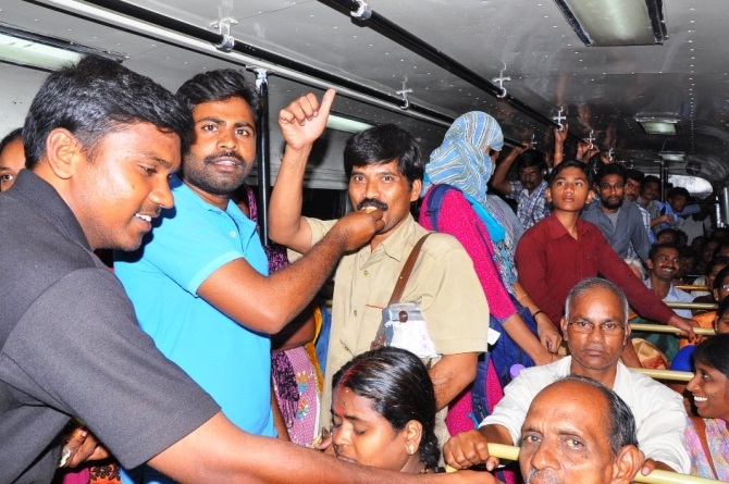 Pro-Telangana supporters celebrate after the Cabinet's decision on Thursday night