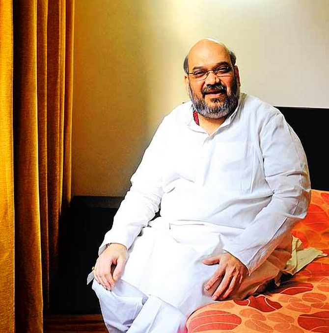 Amit Shah at his residence in Ahmedabad